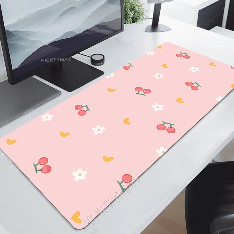 Imagem -03 - Cherry Blossom Desk Mat Gamer Mousepads Mouse Pad Almofadas de Mesa de Escritório Bonito Grande Mousepad Sakura Mouse Mats para Computador Rosa