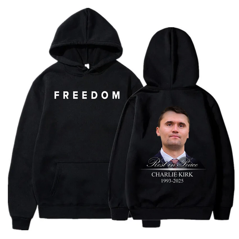 ‌Justice for Charlie Kirk 1993-2025 Hoodie Gender Neutral Oversized Winter Rally Wear Long Sleeve Cold Weather Protest Tribute