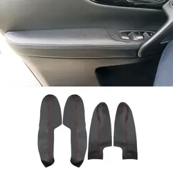 4pcs Soft Leather Car Door Armrest Panel Cover For Nissan Qashqai J11 2016 2017 2018 Interior Door Armrest Surface Cover Trim