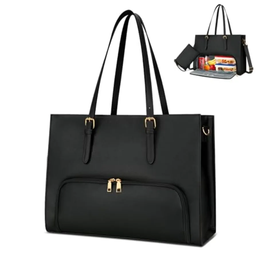 

KKXIU Lunch Tote Bag for Women 15.6 Inch Laptop Briefcase Professional Work Purse with Insulated Lunch Compartment Handbags