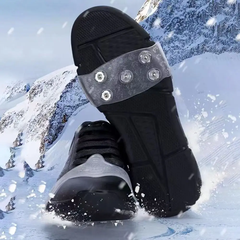 1Pair 5-Stud Anti-Skid Shoe Covers Wear-resistant Non-Slip Snow Claw Shoe Covers Walking Hiking Accessories Universal