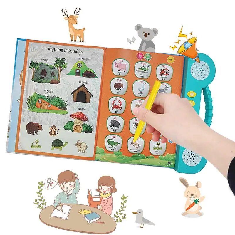 

New English Cartoon Point Reading Book Children Early Education Finger Touch Learning Language Multifunctional E-book Toy Gift
