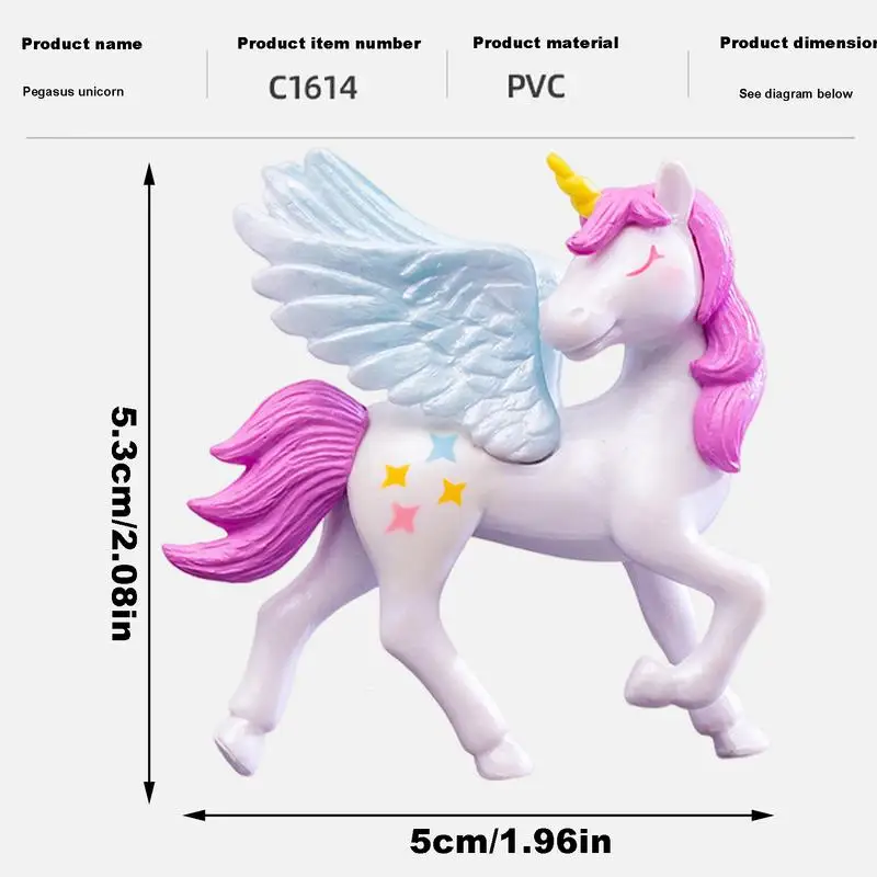 Horse Figure Cake Topper Cartoon Horse Birthday Cake Decorations With Wings Single-Horned Animal Statue For Car Ornament