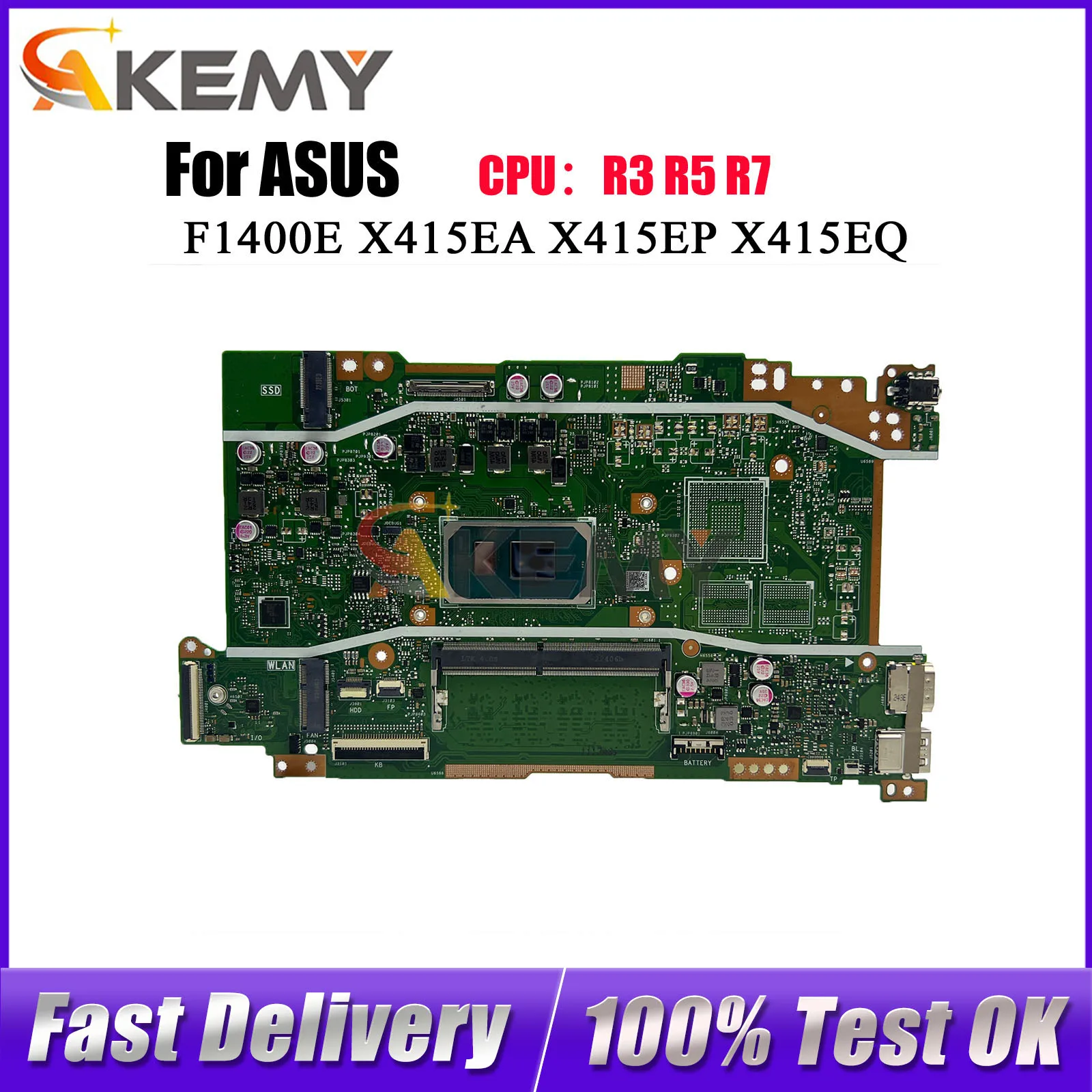 Carte mère pour ordinateur portable ASUS VivoBook V4200E X415EQ X415E F1400E V5200E X415EA F1500E X415EP, avec processeur R3 R5 R7