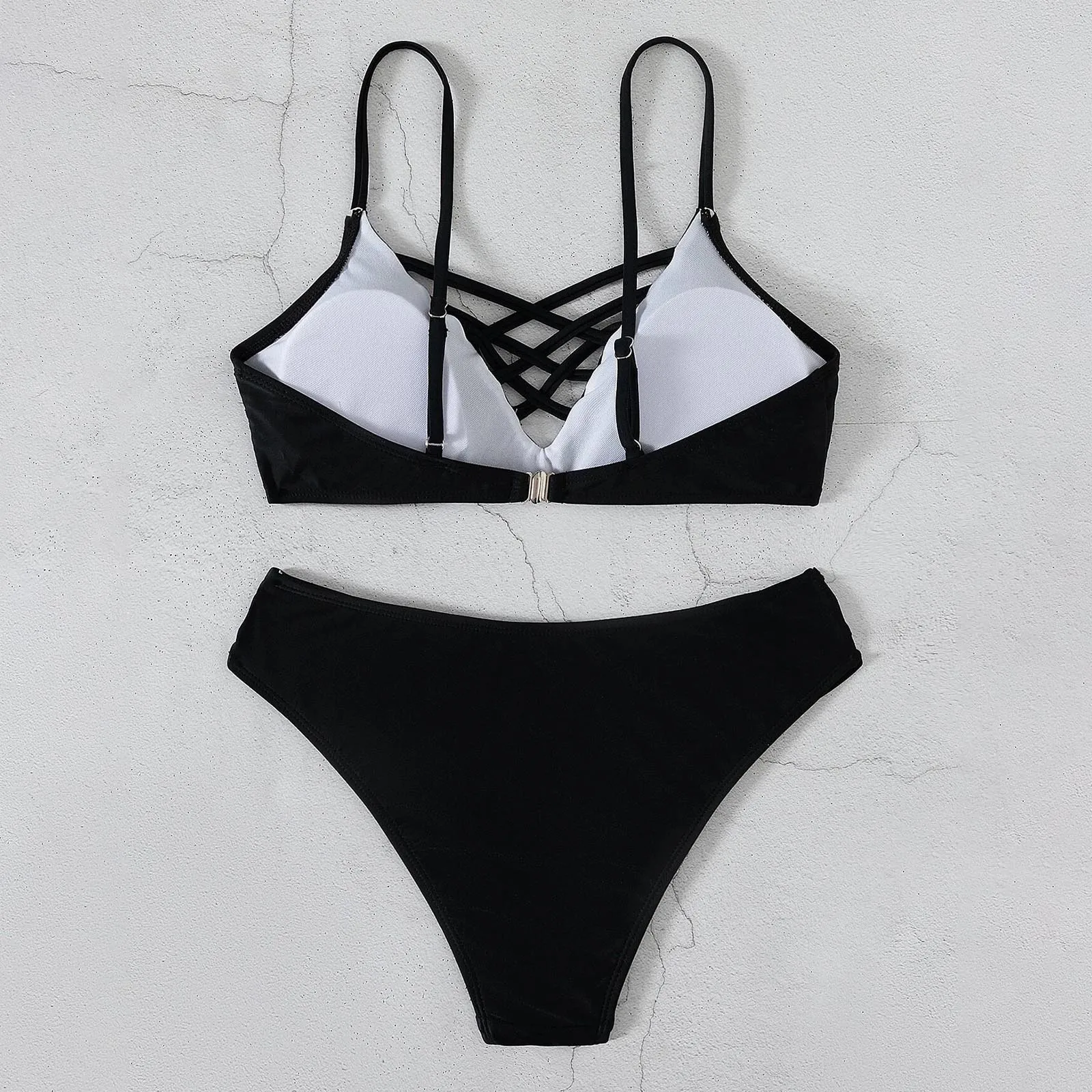 Sexy Split Bikini Set For Women Swimwear 2 Piece Set Swimsuit Hollow Out Low Rise Trunks Beach Tankini Set trajes de bano mujer