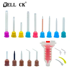 Embouts de mélange dentaire jetables, 50 pièces/lot, matériaux d'impression, Tubes de couleur pour dentier de laboratoire, caoutchouc de Silicone