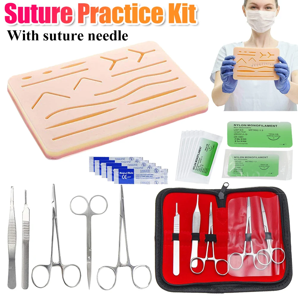 1-4Set Medical Students Suture Practice Kit Surgical Training with Skin Pad Model Tool Set Educational Teaching Equipment