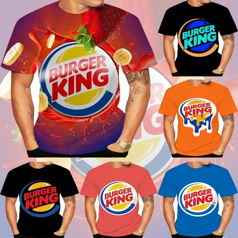 

2024 Summer Burger King Men's Women New Fashion 3D Printed T-Shirt Casual Cool Short Sleeve Print Shirts For Men Tee Tops