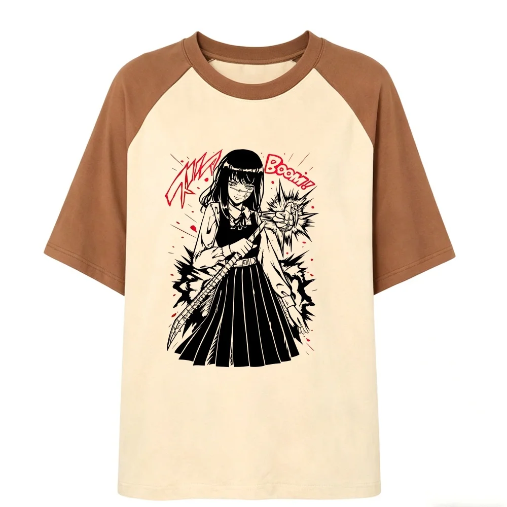 Chainsaw Man t-shirt female manga 80s jojifuku gothic shirt grunge kawaii party Retro y2k
