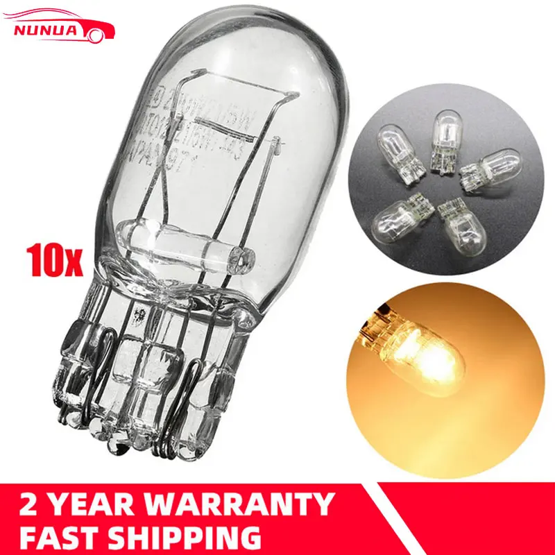 10Pcs W21/5W T20 7443 7440 Signal Light 3800K Halogen Bulb Clear Glass Daytime Running Lights Turn Stop Brake Tail Bulb DRL Bulb