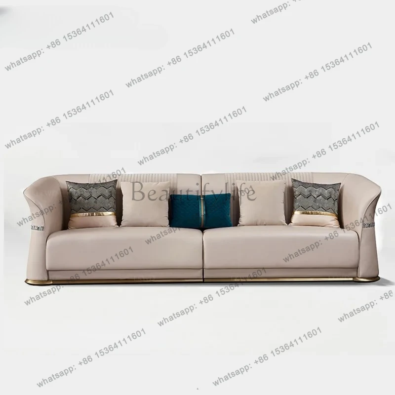 Post-modern light luxury sofa high-end luxury villa living room full leather sofa123Combined whole house supporting furniture