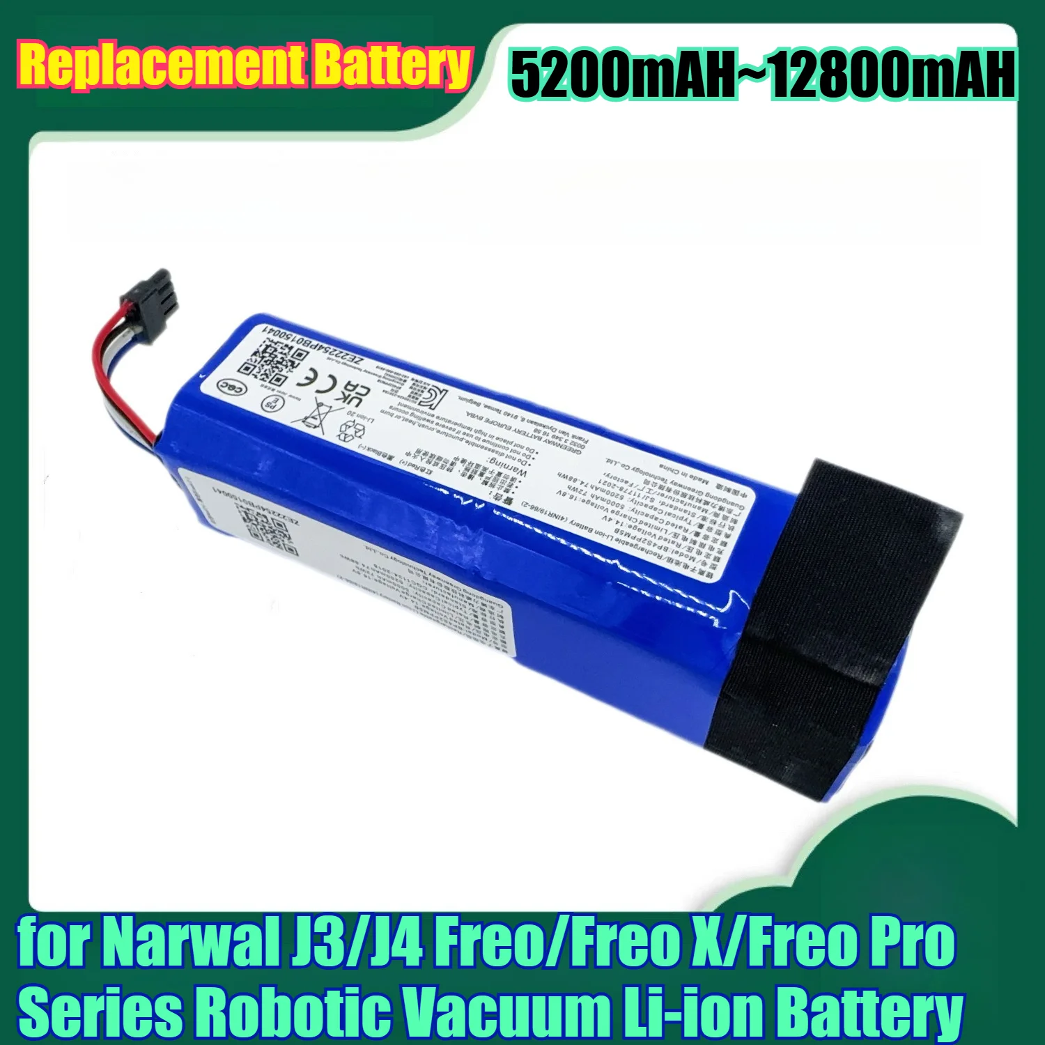 

Сменный аккумулятор высокой емкости 12800 мАч для роботизированного вакуумного литий-ионного аккумулятора Narwal J3/J4 серии Freo/Freo X/Freo Pro