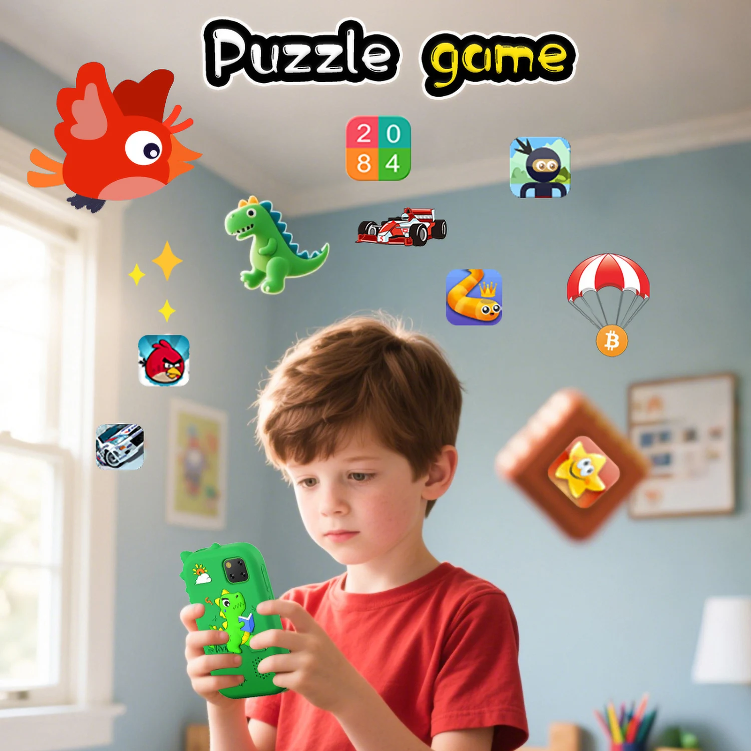 Aggiorna il giocattolo del telefono intelligente per bambini Registrazione video touch da 2,8 pollici Lettore musicale 16 giochi Telefono per bambini con 32G per i regali di compleanno dei bambini