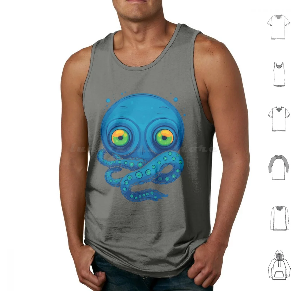 Cutethulu Tank Tops Print Cotton Cthulhu Cosmic Horror Eldritch Mythos Necronomicon Arkham Miskatonic Innsmouth