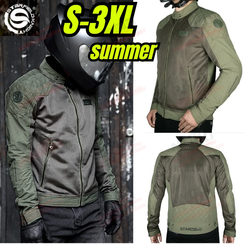 

SFK Motorcycle Mesh Jacket Men Summer Breathable Riding Gear with Protective Equipment