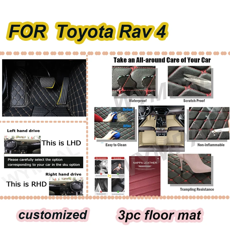 

LUXURY Car Floor Mats For Toyota Rav 4 Rav4 2024 2023 2022 2021 2020 Carpets Custom Auto Interior