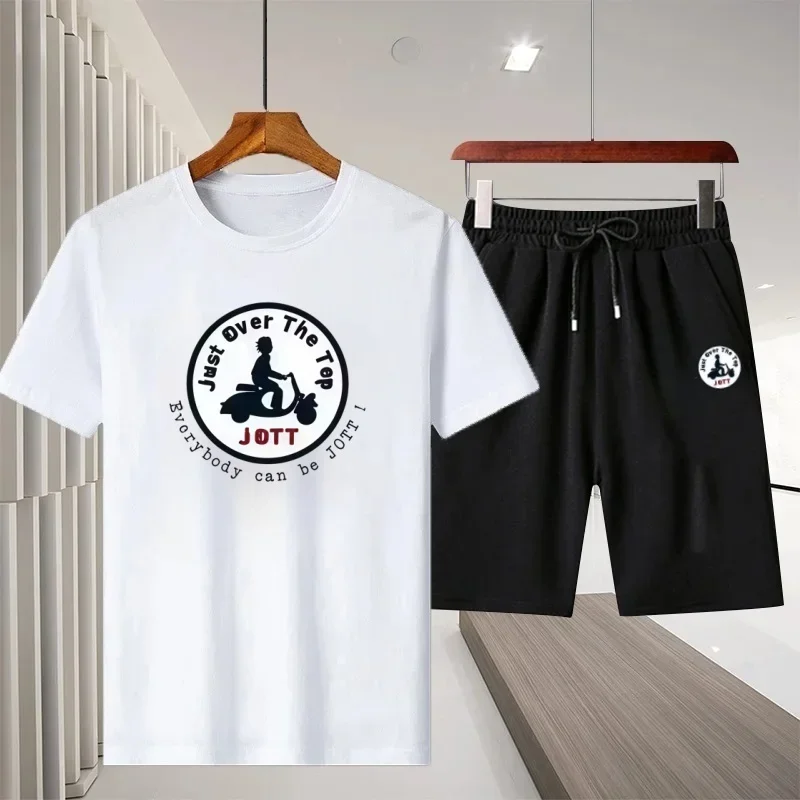 

Men's Large-Sized Summer Street Casual Fashion Breathable Quick-Drying Sports T-Shirt and Shorts Set - Short Sleeve Fitness Wear