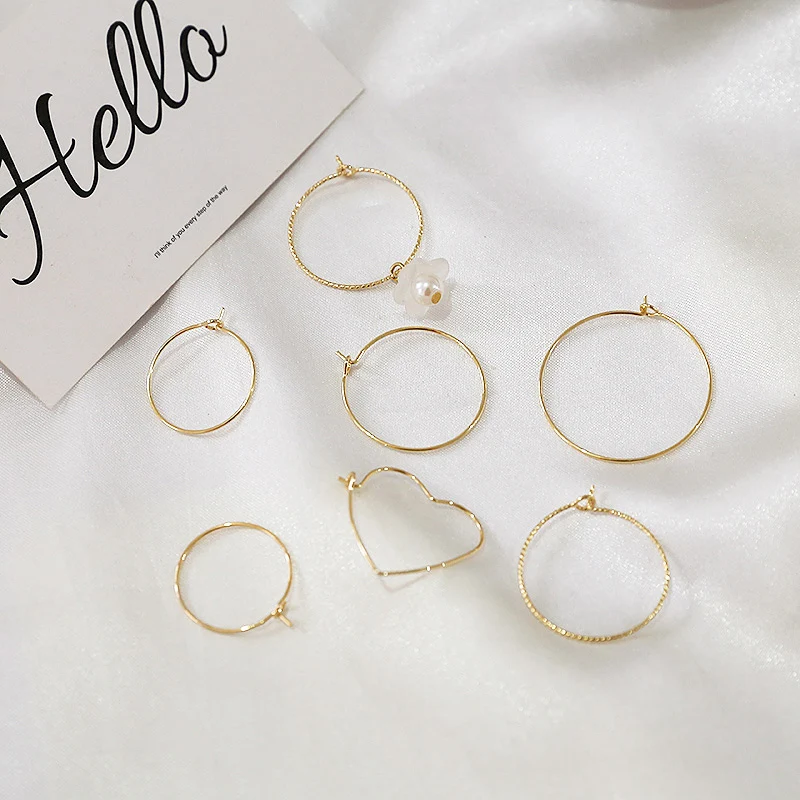 2 個イヤリング色保持ハートバッチフラワーラウンド O 字型イヤリング Diy 手作りイヤリングアクセサリービーズ素材チャーム