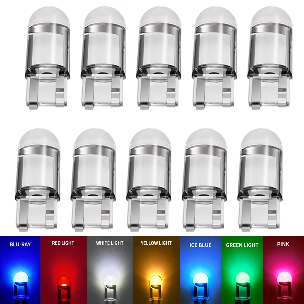 

10Pcs T10 W5W 194 168 COB For Car LED burst Bulb Green Red 3000K 6000K Amber License Plate Lamp Auto Dome Lights Canbus 12V 24V