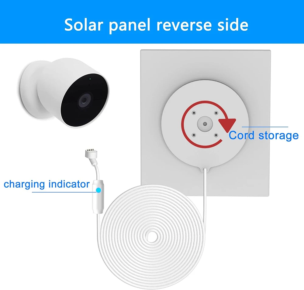 6W 5V Solar Panel Charger IP66 Waterproof Solar Charger For Google Nest Cam Outdoor Indoor and 2nd Generation (Battery Version)