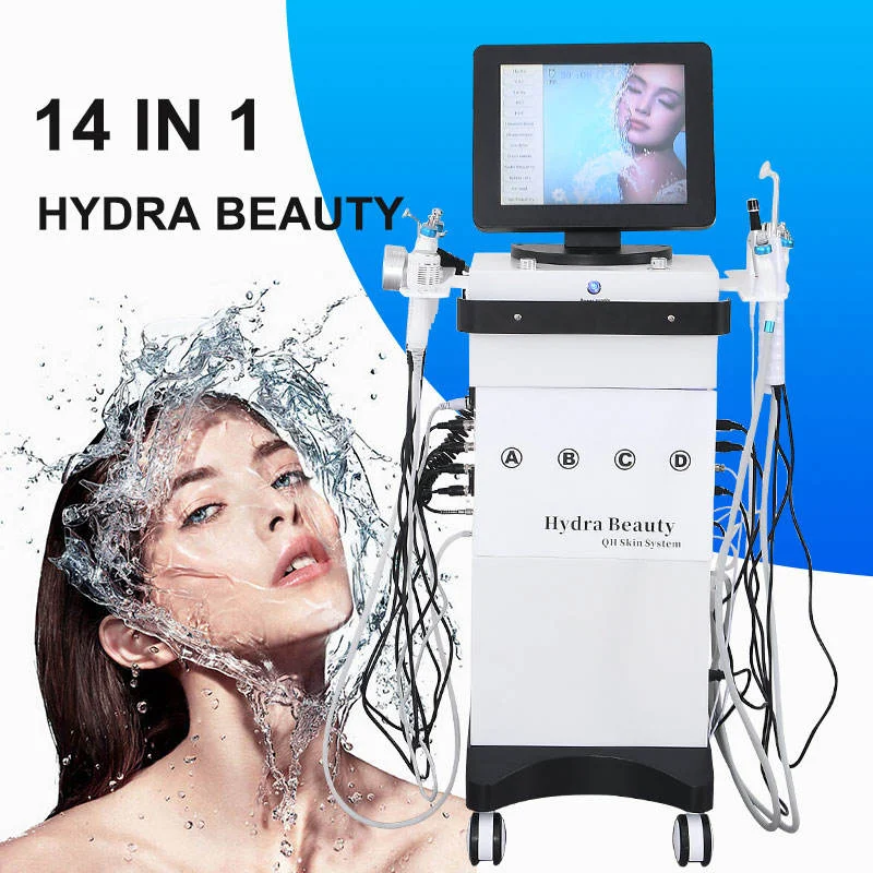 المهنية 14 في 1 هيدري أكوا تقشير معدات تجميل الوجه إزالة الرؤوس السوداء تنظيف الوجه تجديد صالون جهاز للعناية بالوجه