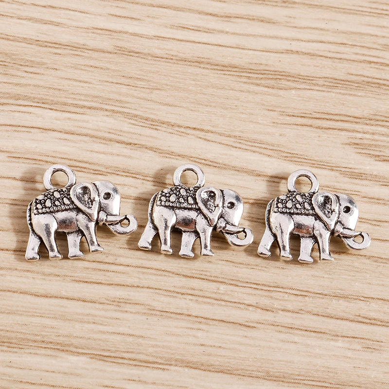 30 sztuk 14x12mm Cartoon Animal Charms Alloy Elephant Charms wisiorki do tworzenia biżuterii kolczyki naszyjnik bransoletki DIY Craft prezent