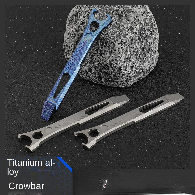 Titanium Alloy EDC Gadget Multifunctional Wrecking Bar Outdoor Survival Self-Defense Crowbar Camping Bottle Opener Hexagonal