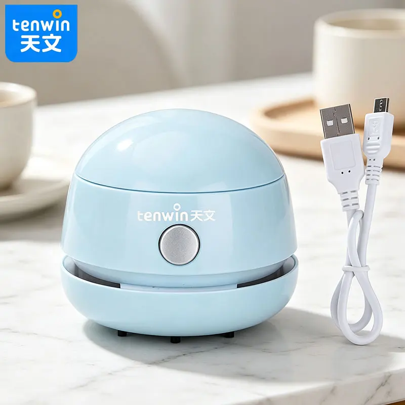 Tenwin Handheld desktop vacuum cleaner open cover not dirty hands strong suction student desk rubber crumb cleaning stationery