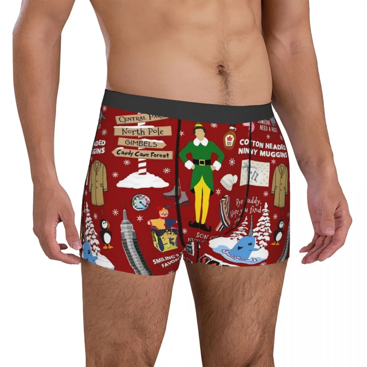 Christmas Underwear Buddy the Elf collage Soft Panties Design Shorts Briefs Pouch Man Oversize Boxer Shorts