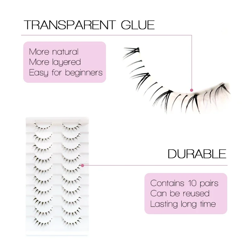 VIPUDA Lower Eyelashes&Upper Eyelash 5/10Pairs Natural Extension False Manga Korean Styly Bottom Lashes Daily Makeup