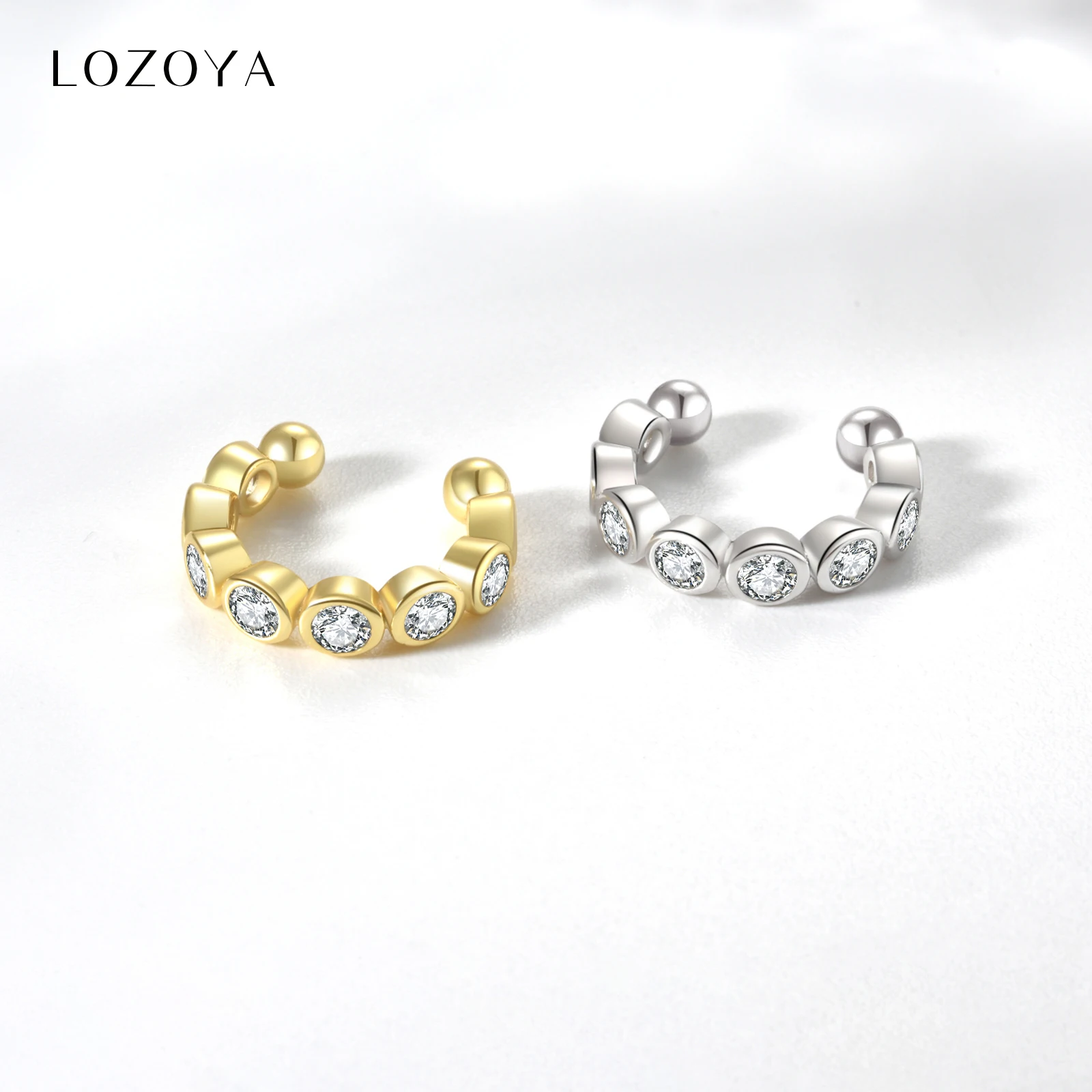 

Серьга-кафф LOZOYA из стерлингового серебра 925 пробы с цирконами CZ, без прокола, на клипсе, 2026, в стиле рок-панк, с кристаллами, для вечеринок и на каждый день, изысканное ювелирное украшение