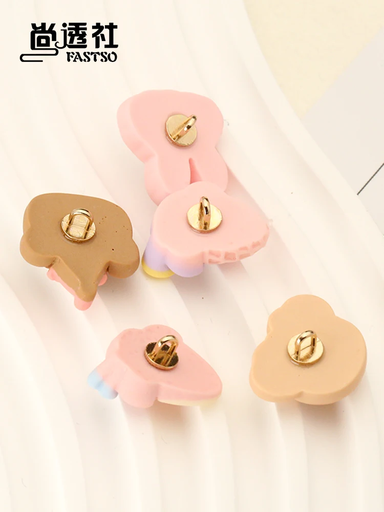 Bear Rabbit Ice Cream Buttons for Clothing Children Kids Sewing Cute Button Baby 6 Pieces Resin Shank Button