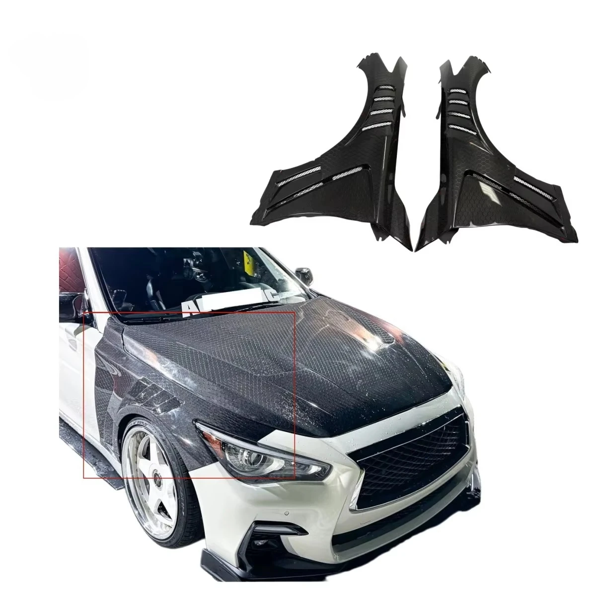 Honeycomb Carbon Fiber Fender V2 Version - for Infiniti Q50 and Q50S Fender Body Kit