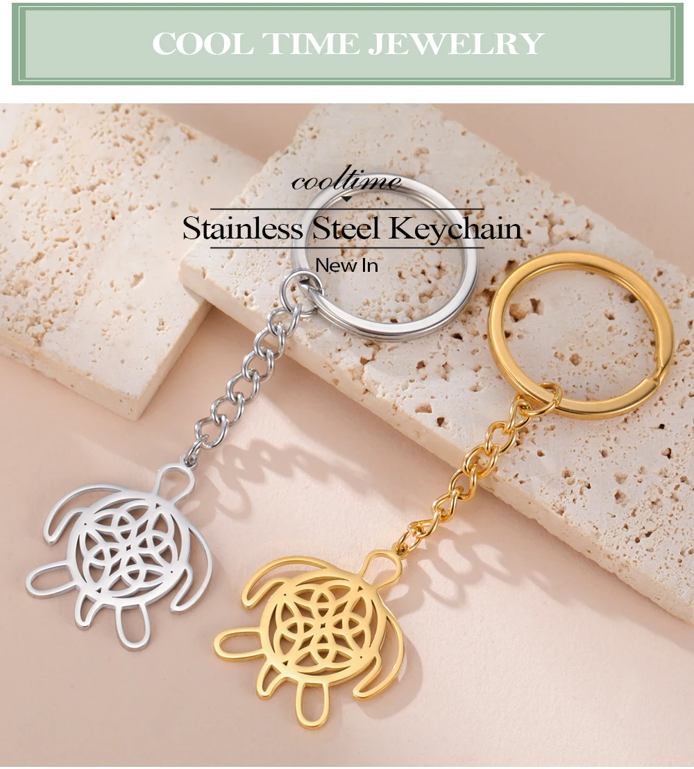 COOLTIME Hohlschildkröte Schlüsselanhänger Edelstahl Celtics Tier Schildkröte Anhänger Schlüsselanhänger Schmuck Geschenk Neu – Detail 3