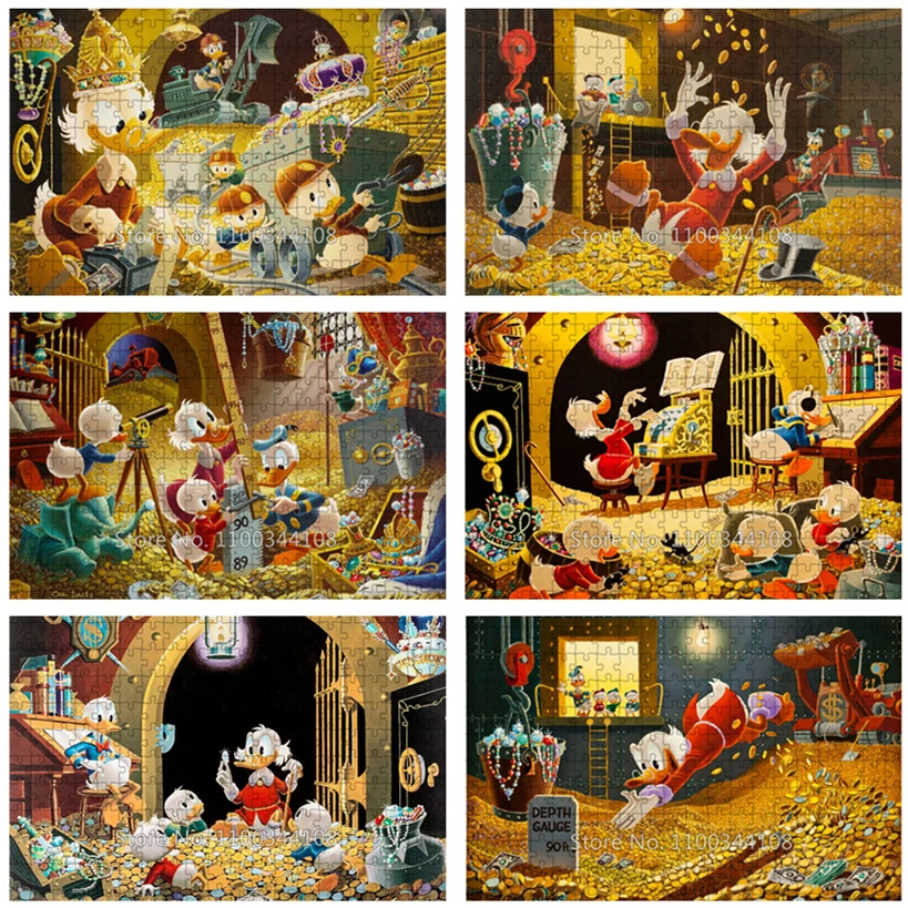 

Donald Duck Gold Coin Jigsaw Puzzle Disney Cartoon 300/500/1000 Pieces Wooden Puzzles Children's Educational Toys Handmade Gifts