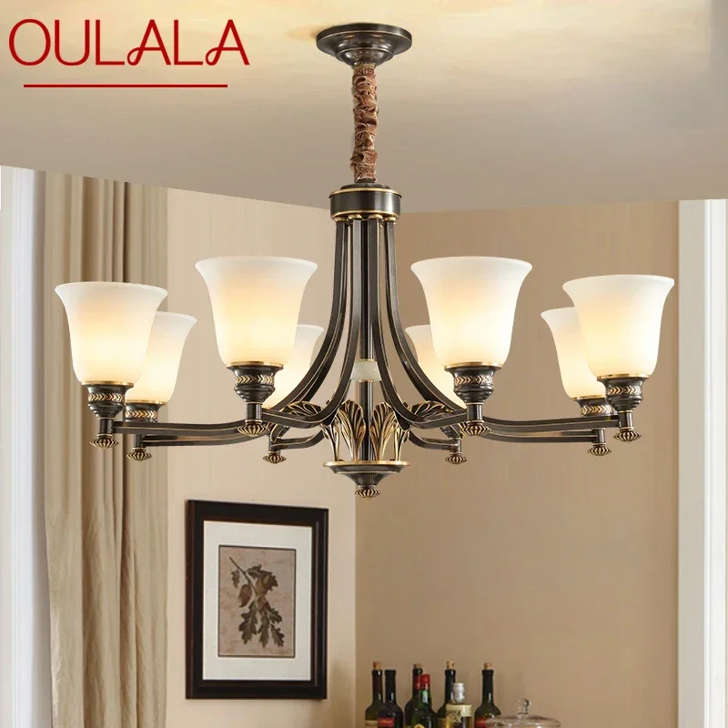 

OULALA American Brass Pendent Lamp European Luxurious Living Room Dining Room Bedroom Villa Hotel Sample Room Chandelier