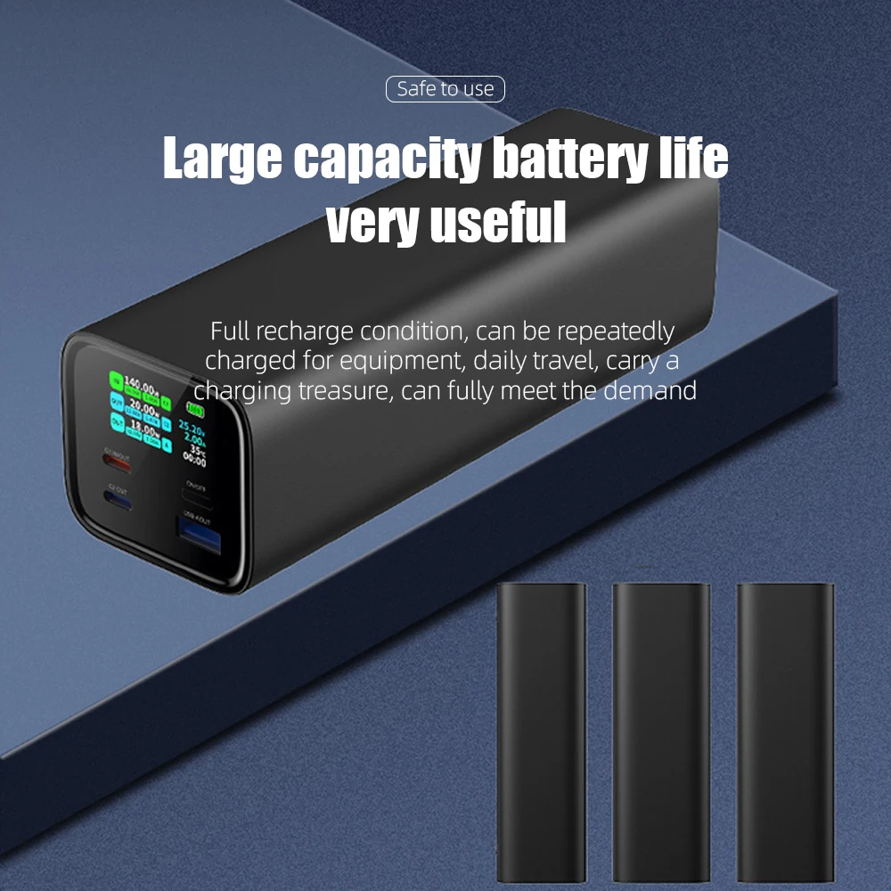 PD3.1 140 Вт Power Bank 27000 мАч ЖК-TFT цветной экран 2C1A порт ноутбук телефон дрон камера портативная двунаправленная быстрая зарядка