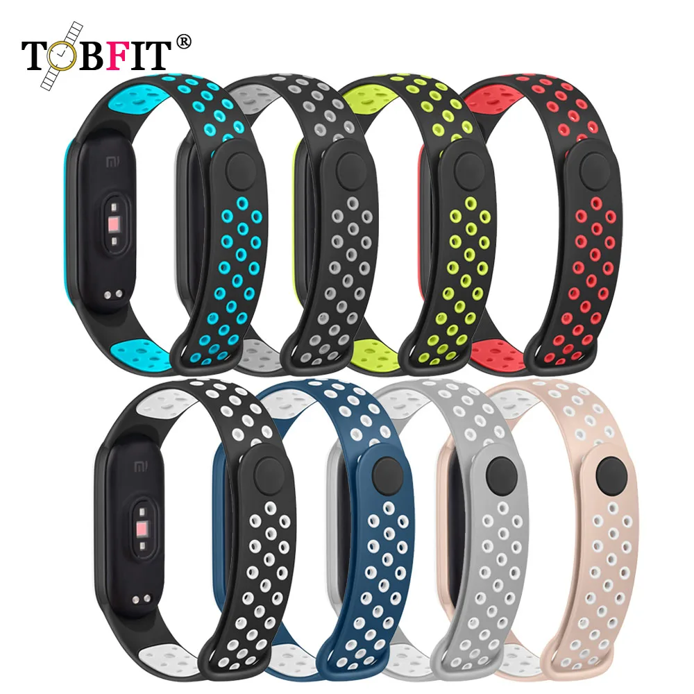 

Silicone Sport Strap For Xiaomi Miband 3 4 5 6 Band Bracelet Breathable Watchband For Xiaomi Mi band 3 4 5 6 Strap Double Color