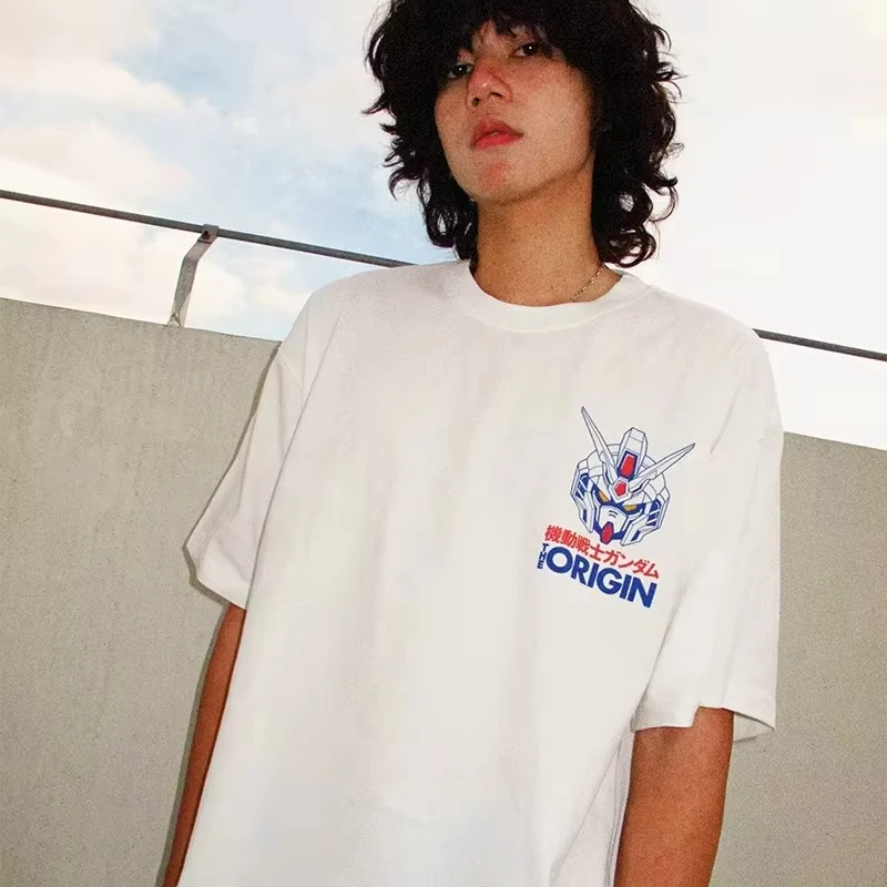 New Anime Mobile Suit Gundam Printed Short Sleeve T-shirt Men's and Women's T-shirt Men's Top Sports T-shirt Harajuku Y2K Tee