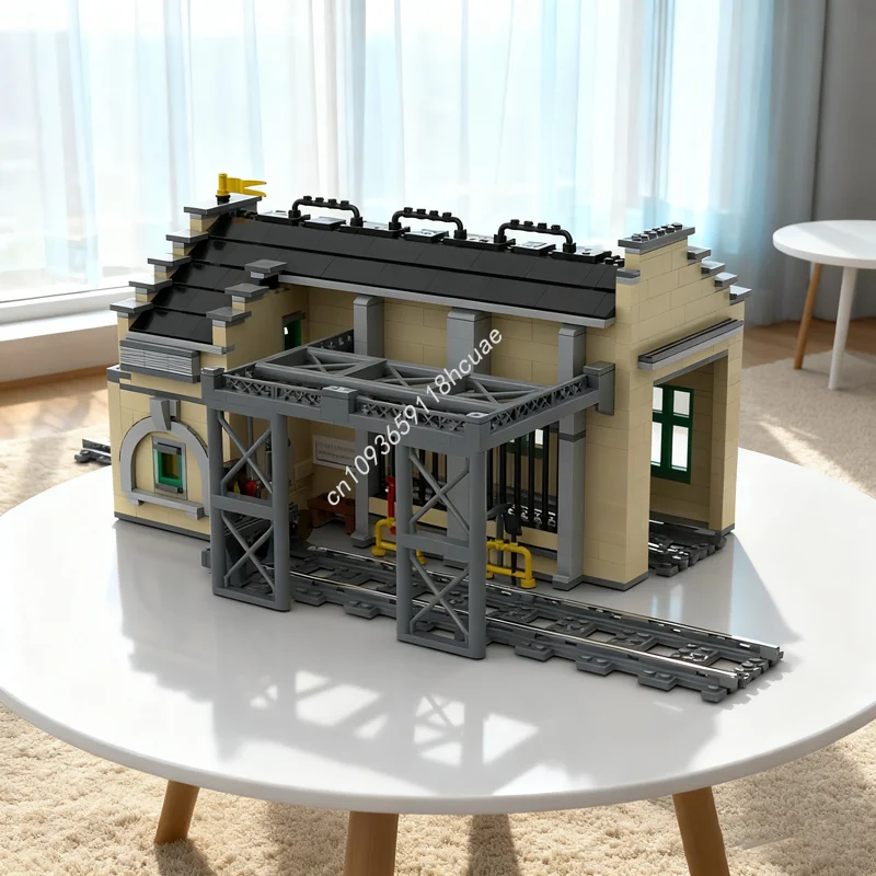 989 قطعة MOC Eisenbahn Wagenschlosserei نموذج السكك الحديدية ألعاب مكعبات البناء العمارة لتقوم بها بنفسك فكرة هدية الكريسماس التعليم عيد ميلاد #1