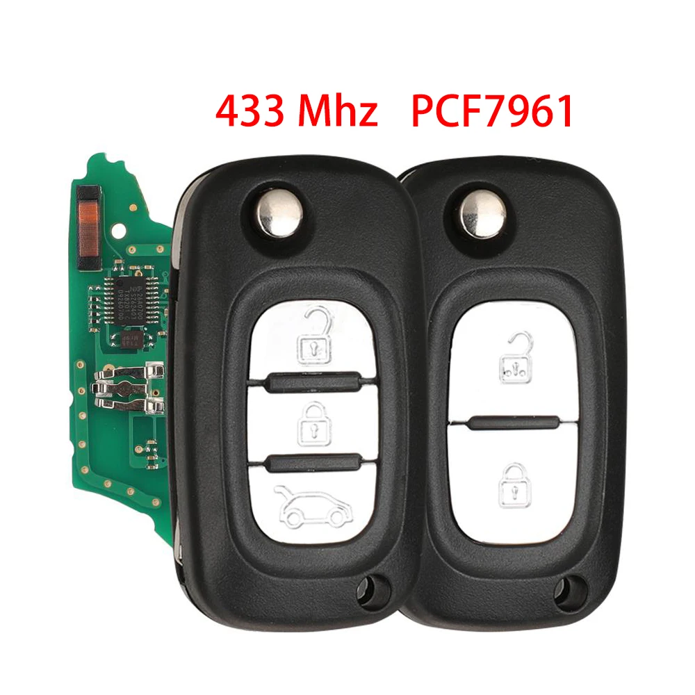 Jingyuqin New Car Key Alarm Remote Fob FSk PCF7961A 433MHZ For Renault Clio 3 Fluence Megane 3 Kangoo Master Modus Alpine