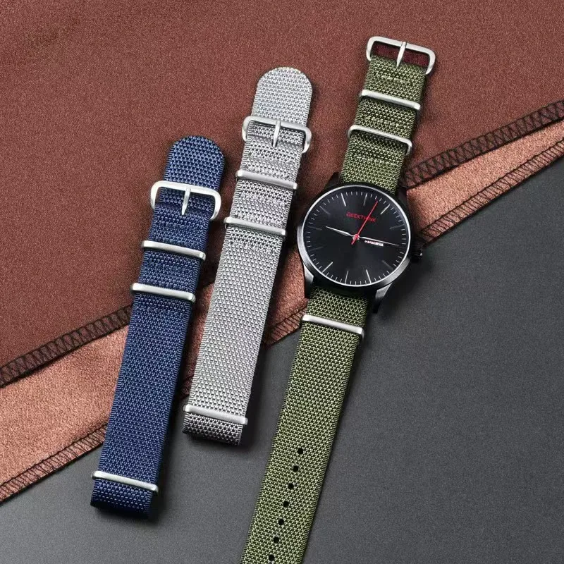 High Quality Thickening Nylon 20mm 22mm nato Strap Watchband Bracelet band Lockstitch a BorderFor Samsung Huawei Seiko Omega