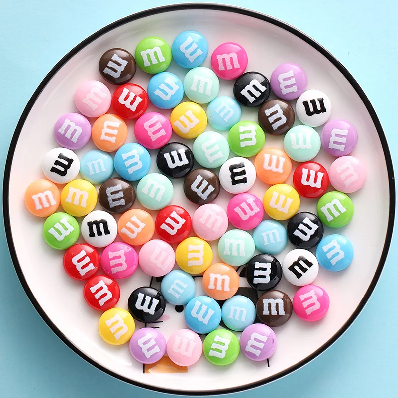 Free Shipping 100pcs Mixed 8mm Round Resin Letter M Bead Flatback Dessert Cabochons Jewelry findings / Mobile phone DIY