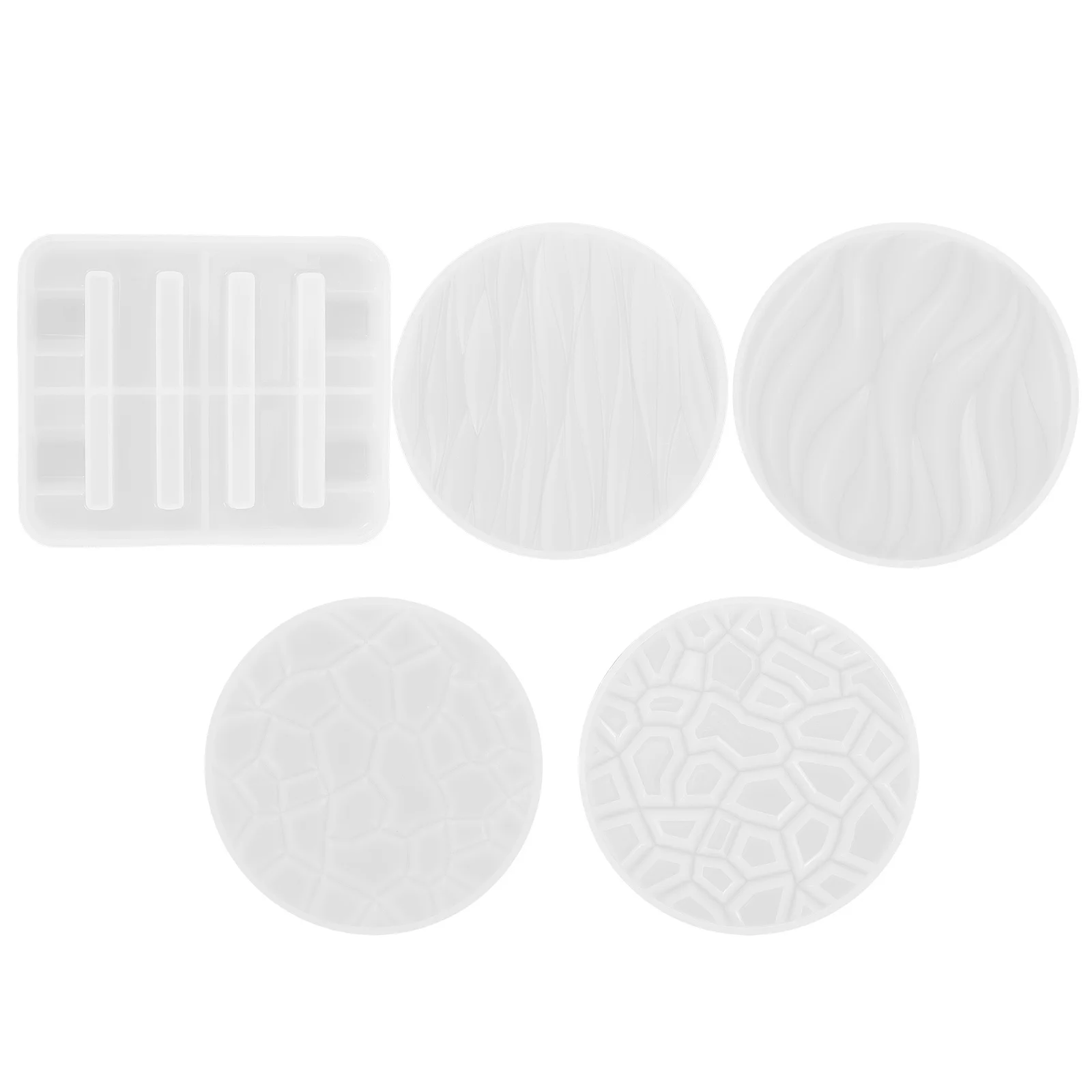 1Set Crystal Epoxy Resin Coaster Molds Silicone DIY Casting Mold Kit Coaster Stand Holder Mold Reusable Cup Mat Making Trays