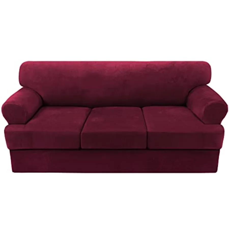 Cover 4 Pcs T Slipcovers Thick Velvet Couch Cover Furniture Protector Stretch T Covers for Couch with Individual T Covers