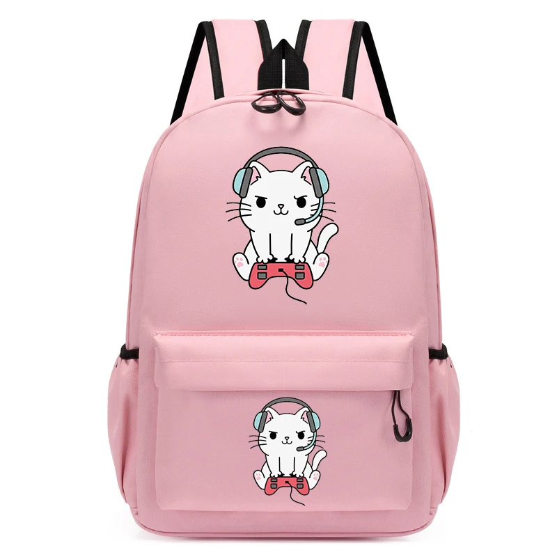 Anime Mochilas Escolares para Crianças, Crianças Bagpack, Jardim de Infância Mochila, Gamer Cat Print Bookbags, Mochilas Estudantis, Nova Moda