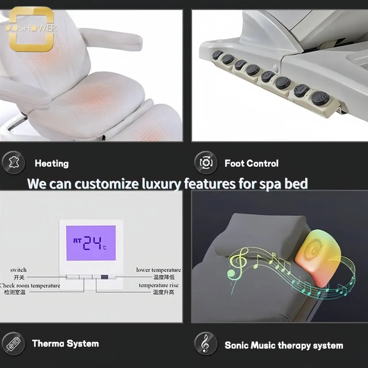 LED Professional Massage Bed Manufacture With Vibration Mode Of White Table Massage For 4 Motors Portable Massage Bed Supplier