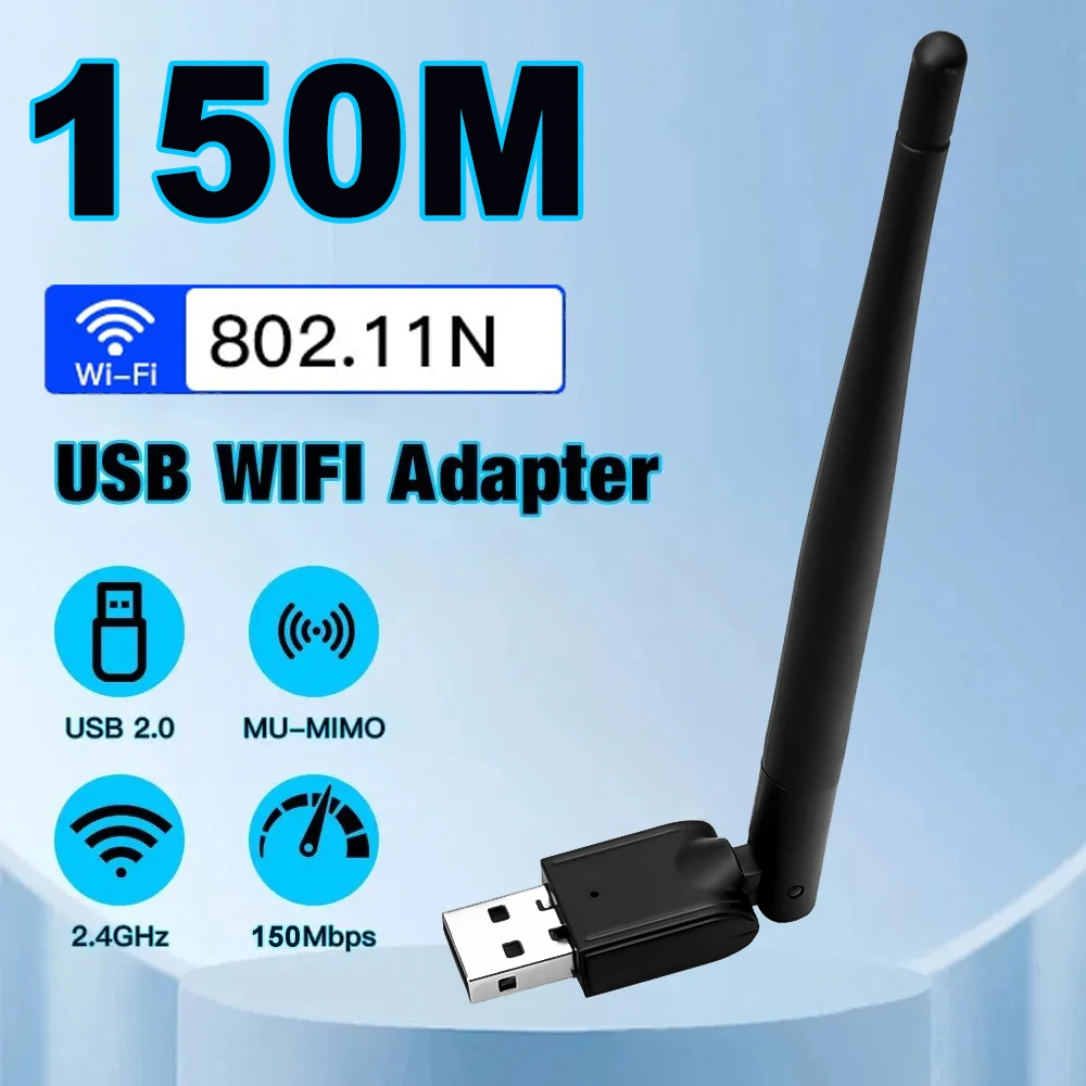 

Mini Wireless Wifi Adapter 150 Mbps 2dBm Antenna USB Wifi Receiver Dongle MT7601 Network Card 802.11b/n/g For PC Laptop Windows