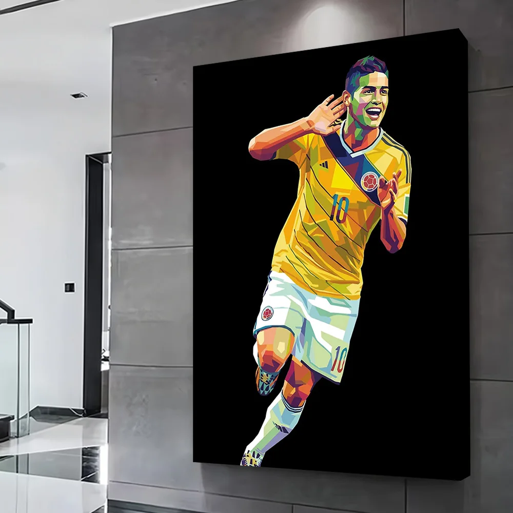 James Rodriguez Colombia Soccer Player Printing Poster Customizable Pictures Wall Art Canvas Painting for Luxury Decoration Room