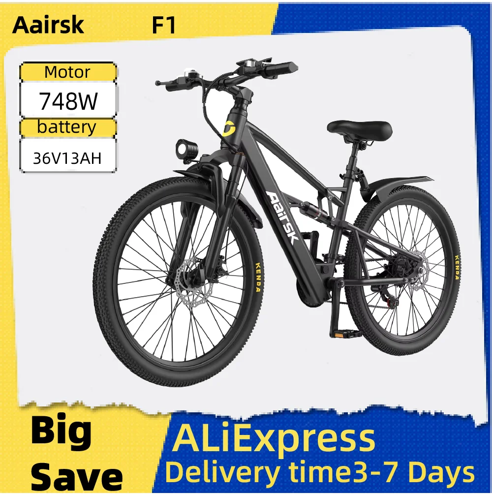 

Aairsk F1 Adult city E-bike 36V 13Ah Battery 748W Motor Electric Bike 26 Inch Fat Tire E-Mountain bike Off-road Electric bicycle